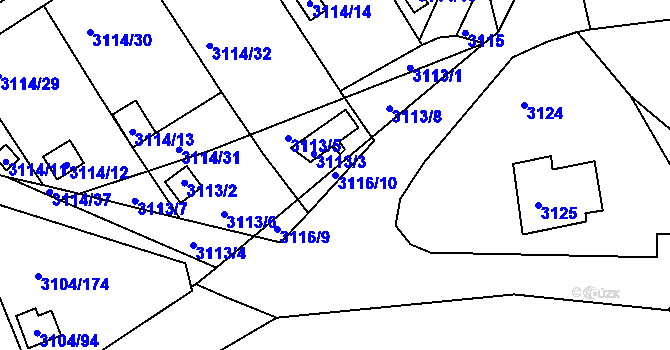 Parcela st. 3116/10 v KÚ Karlovy Vary, Katastrální mapa