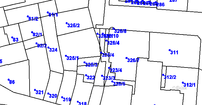 Parcela st. 325/4 v KÚ Karlovy Vary, Katastrální mapa