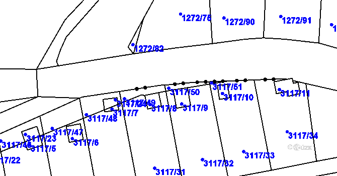 Parcela st. 3117/50 v KÚ Karlovy Vary, Katastrální mapa