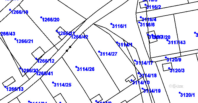 Parcela st. 3114/27 v KÚ Karlovy Vary, Katastrální mapa