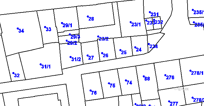 Parcela st. 26 v KÚ Karlovy Vary, Katastrální mapa