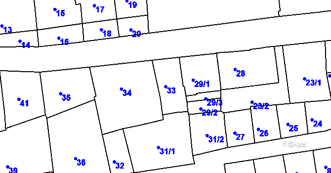 Parcela st. 33 v KÚ Karlovy Vary, Katastrální mapa