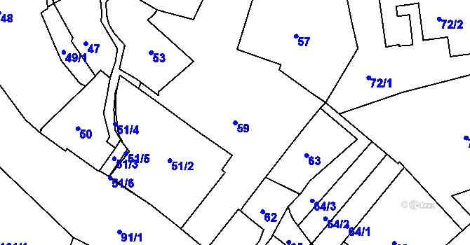 Parcela st. 59 v KÚ Karlovy Vary, Katastrální mapa