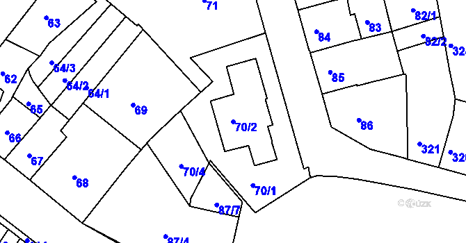 Parcela st. 70/2 v KÚ Karlovy Vary, Katastrální mapa