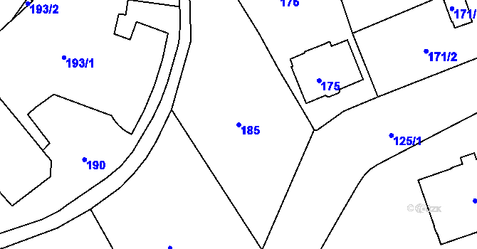 Parcela st. 185 v KÚ Karlovy Vary, Katastrální mapa