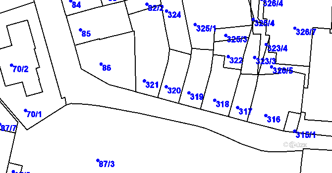 Parcela st. 320 v KÚ Karlovy Vary, Katastrální mapa