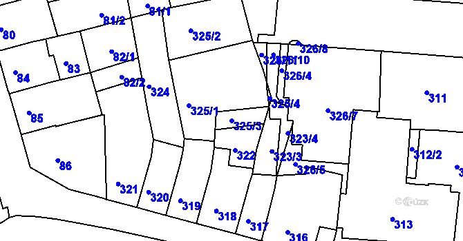 Parcela st. 325/3 v KÚ Karlovy Vary, Katastrální mapa