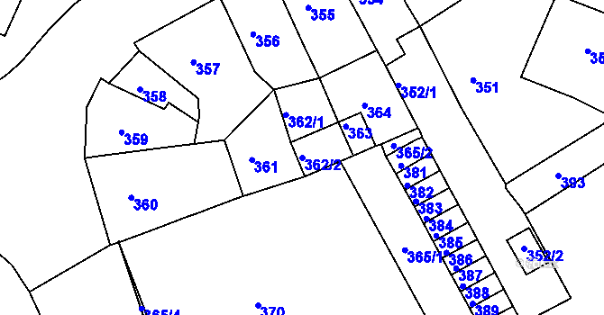 Parcela st. 362/2 v KÚ Karlovy Vary, Katastrální mapa