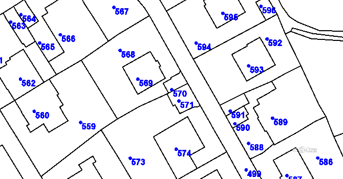Parcela st. 570 v KÚ Karlovy Vary, Katastrální mapa