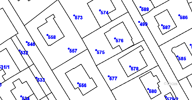 Parcela st. 575 v KÚ Karlovy Vary, Katastrální mapa