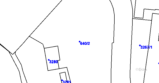 Parcela st. 640/2 v KÚ Karlovy Vary, Katastrální mapa