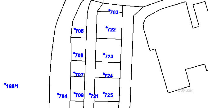 Parcela st. 723 v KÚ Karlovy Vary, Katastrální mapa