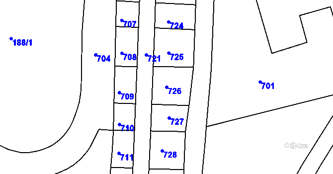 Parcela st. 726 v KÚ Karlovy Vary, Katastrální mapa