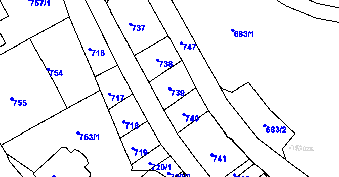 Parcela st. 739 v KÚ Karlovy Vary, Katastrální mapa