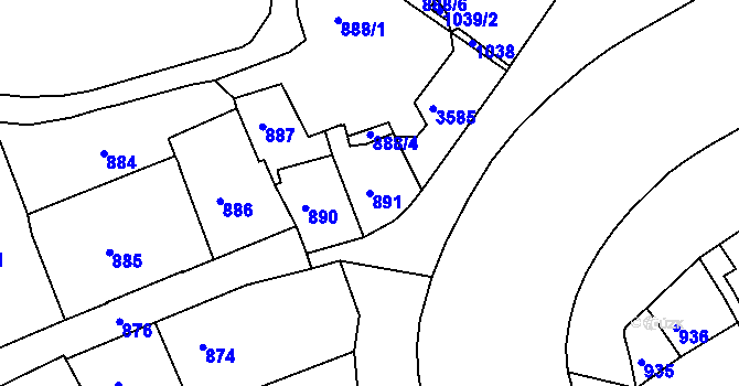 Parcela st. 891 v KÚ Karlovy Vary, Katastrální mapa