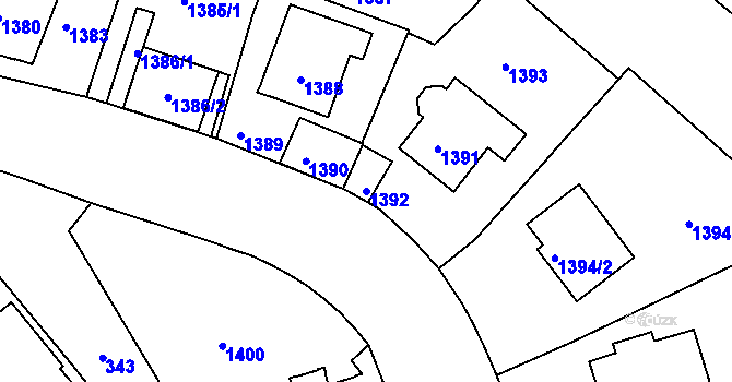 Parcela st. 1392 v KÚ Karlovy Vary, Katastrální mapa