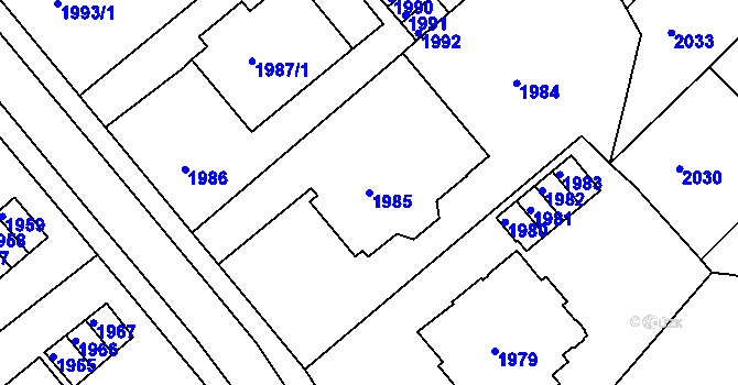 Parcela st. 1985 v KÚ Karlovy Vary, Katastrální mapa