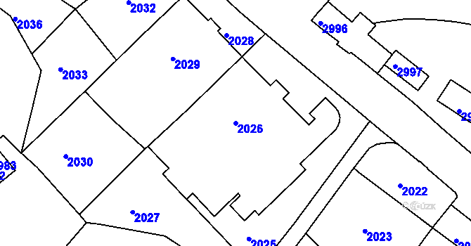 Parcela st. 2026 v KÚ Karlovy Vary, Katastrální mapa