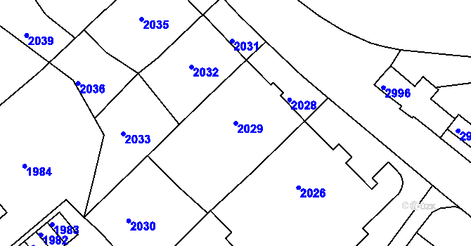 Parcela st. 2029 v KÚ Karlovy Vary, Katastrální mapa