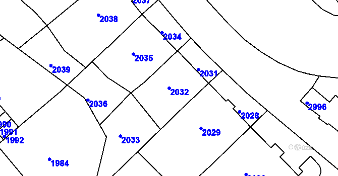 Parcela st. 2032 v KÚ Karlovy Vary, Katastrální mapa