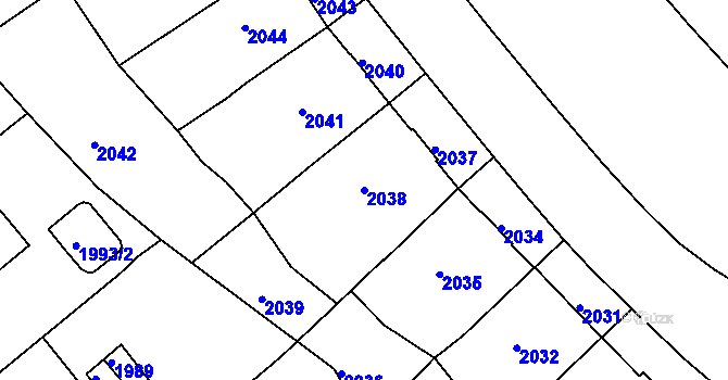 Parcela st. 2038 v KÚ Karlovy Vary, Katastrální mapa