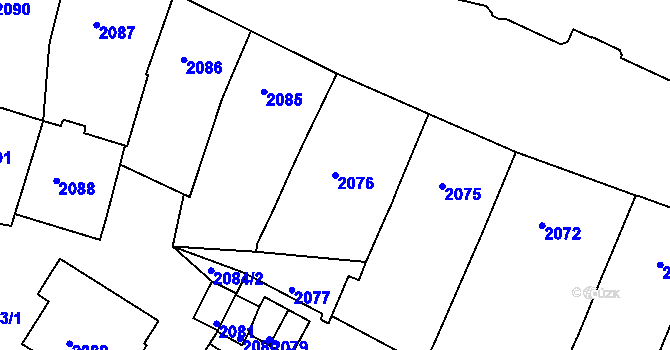 Parcela st. 2076 v KÚ Karlovy Vary, Katastrální mapa