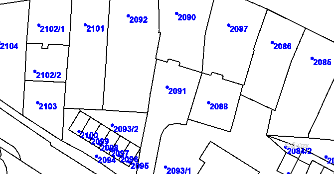 Parcela st. 2091 v KÚ Karlovy Vary, Katastrální mapa