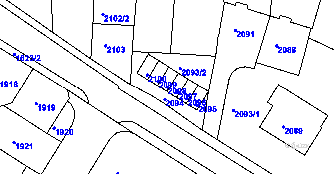Parcela st. 2098 v KÚ Karlovy Vary, Katastrální mapa