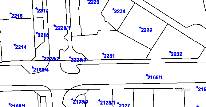Parcela st. 2231 v KÚ Karlovy Vary, Katastrální mapa