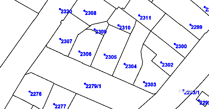 Parcela st. 2305 v KÚ Karlovy Vary, Katastrální mapa
