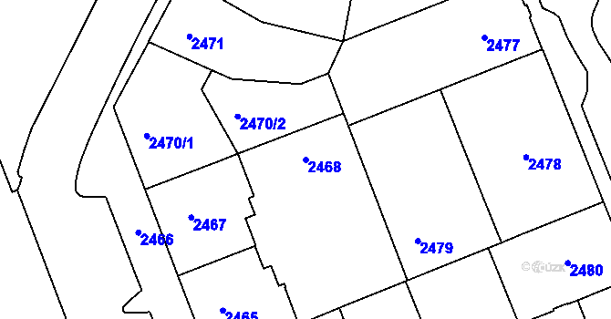 Parcela st. 2468 v KÚ Karlovy Vary, Katastrální mapa