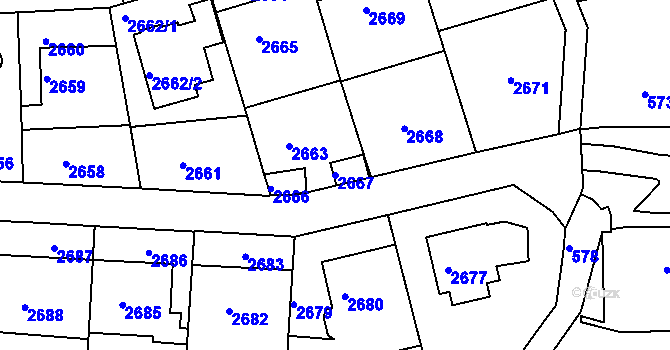 Parcela st. 2667 v KÚ Karlovy Vary, Katastrální mapa