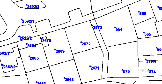 Parcela st. 2672 v KÚ Karlovy Vary, Katastrální mapa