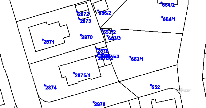 Parcela st. 2875/3 v KÚ Karlovy Vary, Katastrální mapa