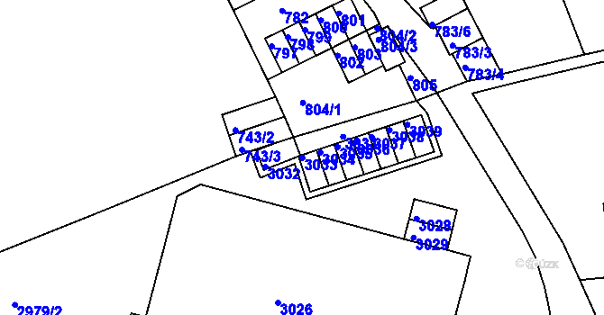 Parcela st. 3033 v KÚ Karlovy Vary, Katastrální mapa