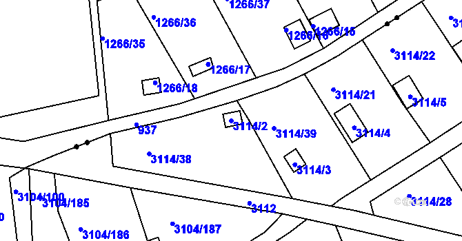Parcela st. 3114/2 v KÚ Karlovy Vary, Katastrální mapa