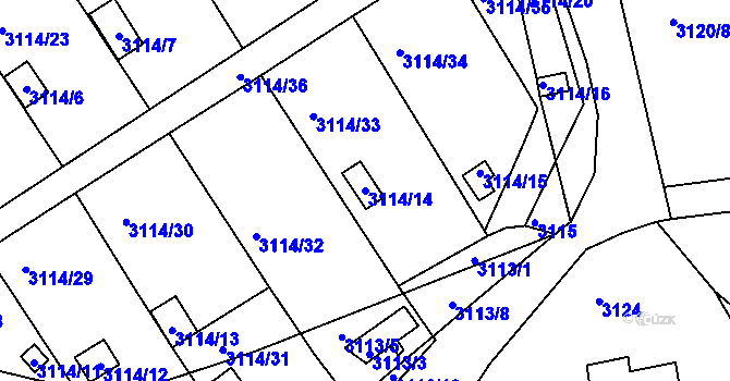 Parcela st. 3114/14 v KÚ Karlovy Vary, Katastrální mapa