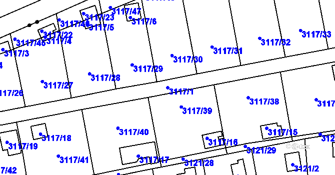 Parcela st. 3117/1 v KÚ Karlovy Vary, Katastrální mapa