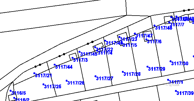 Parcela st. 3117/4 v KÚ Karlovy Vary, Katastrální mapa