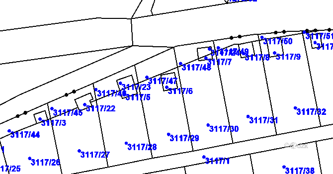Parcela st. 3117/6 v KÚ Karlovy Vary, Katastrální mapa