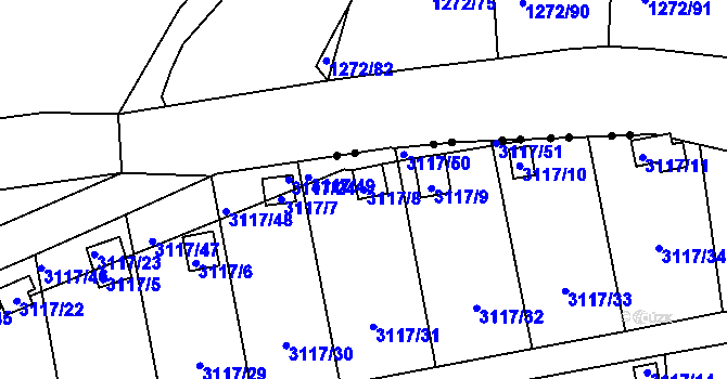 Parcela st. 3117/8 v KÚ Karlovy Vary, Katastrální mapa