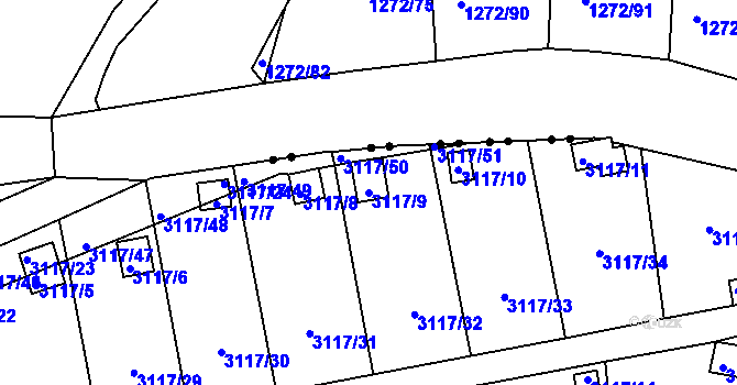 Parcela st. 3117/9 v KÚ Karlovy Vary, Katastrální mapa