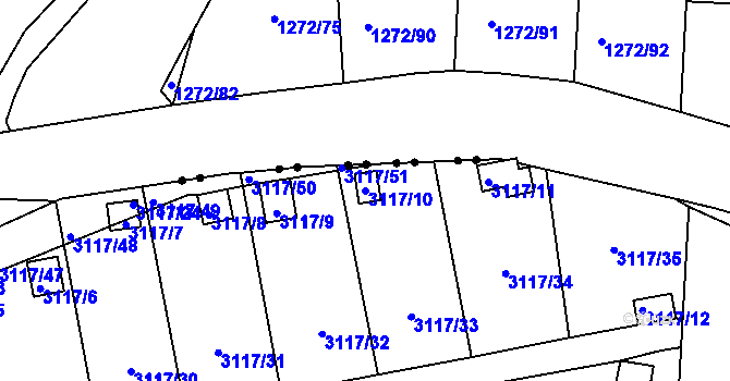 Parcela st. 3117/10 v KÚ Karlovy Vary, Katastrální mapa