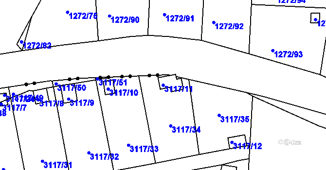 Parcela st. 3117/11 v KÚ Karlovy Vary, Katastrální mapa