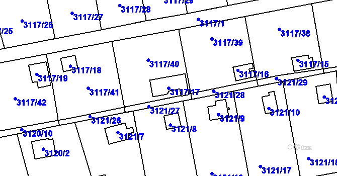 Parcela st. 3117/17 v KÚ Karlovy Vary, Katastrální mapa