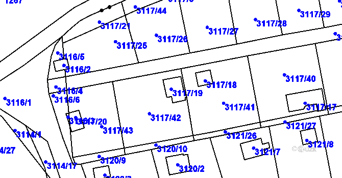 Parcela st. 3117/19 v KÚ Karlovy Vary, Katastrální mapa