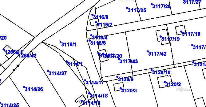 Parcela st. 3117/20 v KÚ Karlovy Vary, Katastrální mapa