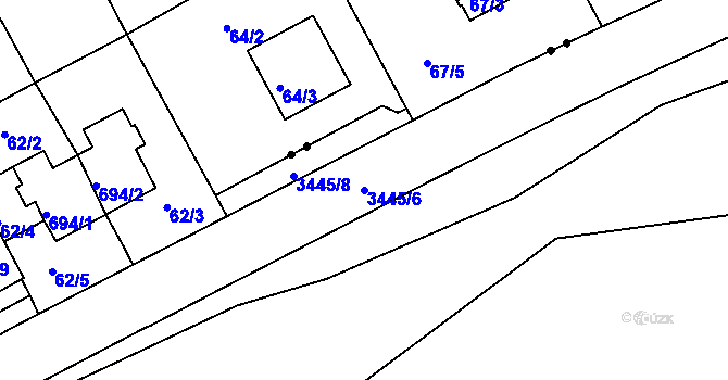 Parcela st. 3445/6 v KÚ Karlovy Vary, Katastrální mapa