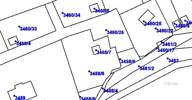 Parcela st. 3460/7 v KÚ Karlovy Vary, Katastrální mapa