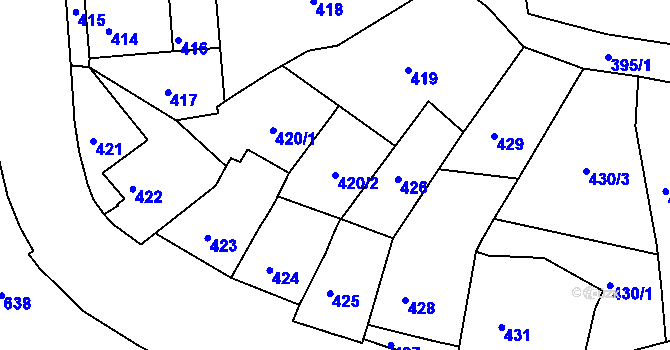 Parcela st. 420/2 v KÚ Karlovy Vary, Katastrální mapa